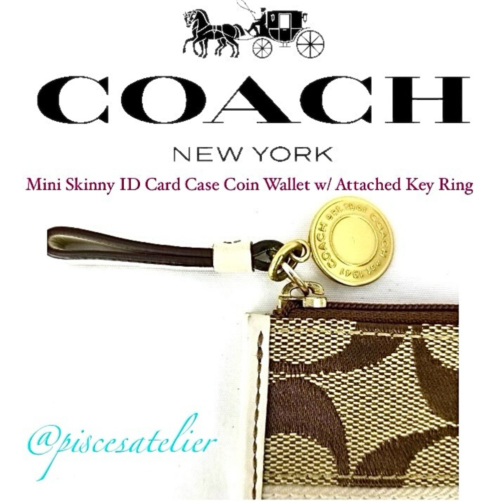 Coach Vintage Mini Skinny ID Card Case Coin Wallet w/ Attached Key Ring & Duster - Picture 9 of 11